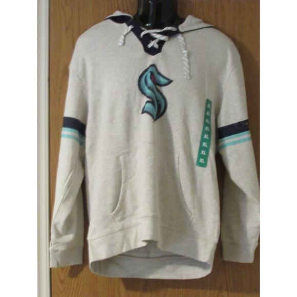 Seattle Kraken Hockey Sweatshirt NHL Hooded Pullover Lace Up Neck XL NWT - Picture 1 of 5